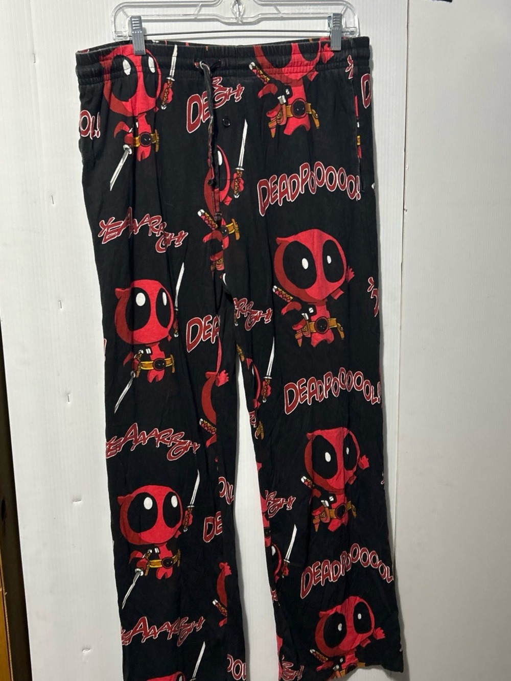 Marvel Men’s Black & Red Deadpool Chibi Pajama Bottoms